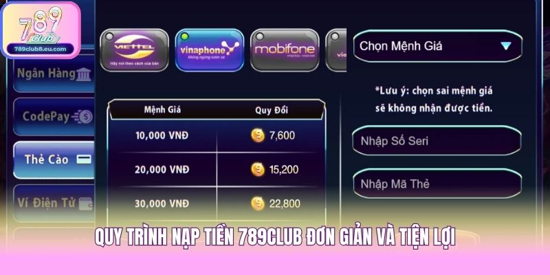 Quy trình nạp tiền 789club đơn giản và tiện lợi